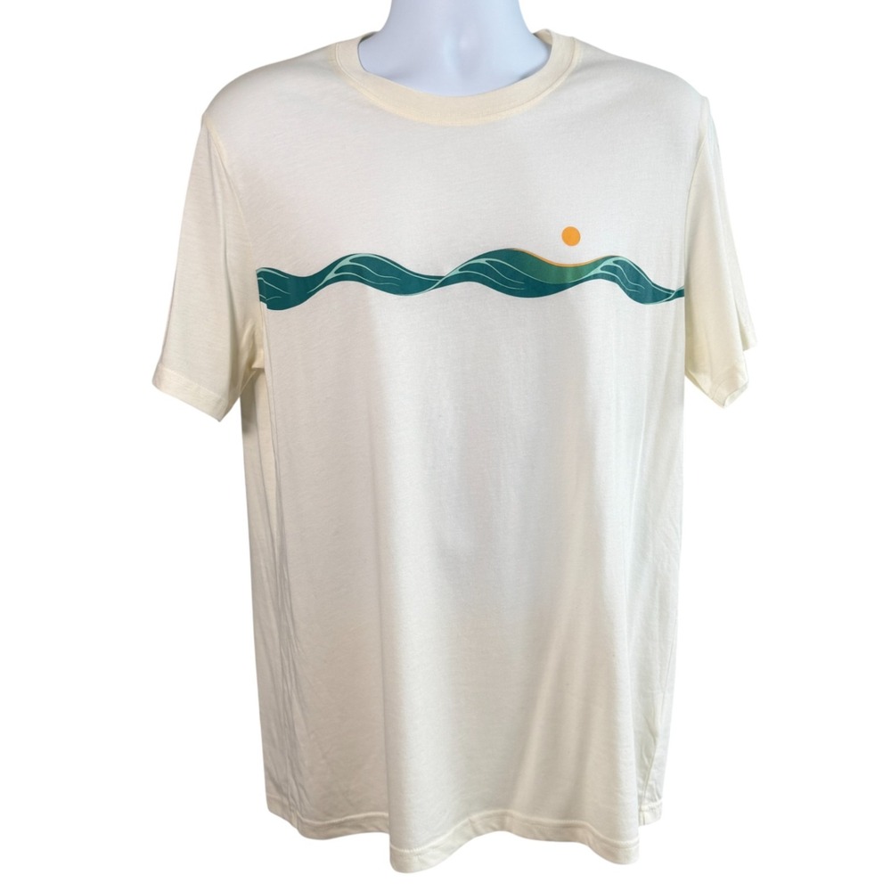 Tentree TreeBlend Mens Graphic T-Shirt Sz L Cream Wave‎ Sunset Organic Casual - Picture 2 of 9